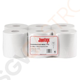 Jantex Handtuchrollen für Innenabrollung weiß 1-lagig - 6 Stück Geeignet für Spender GD836, GJ030 | 6 Stück | 288m | 1-lagig | weiß