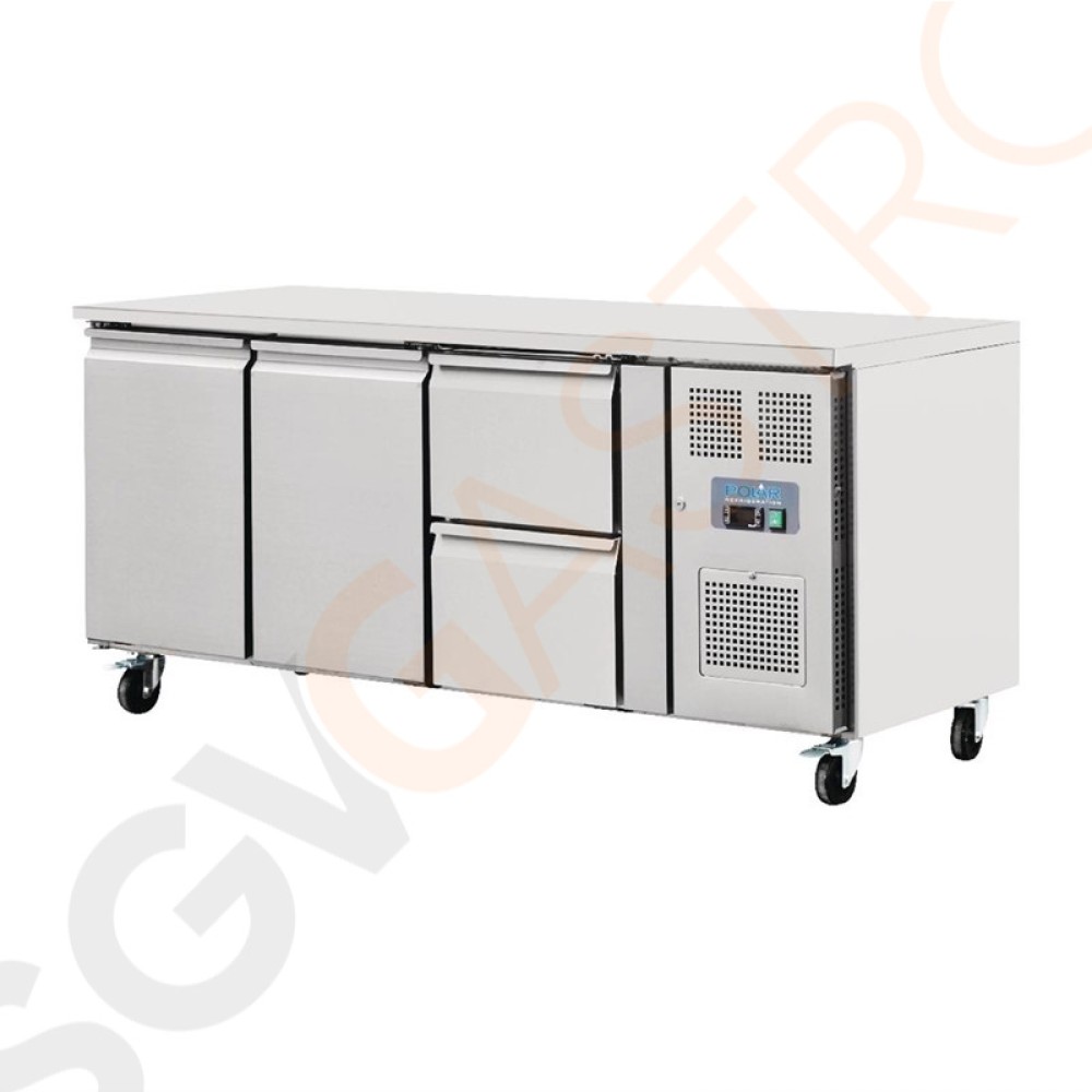 Polar Serie U Kühltisch 2türig mit 2 Schubladen 417L 350W