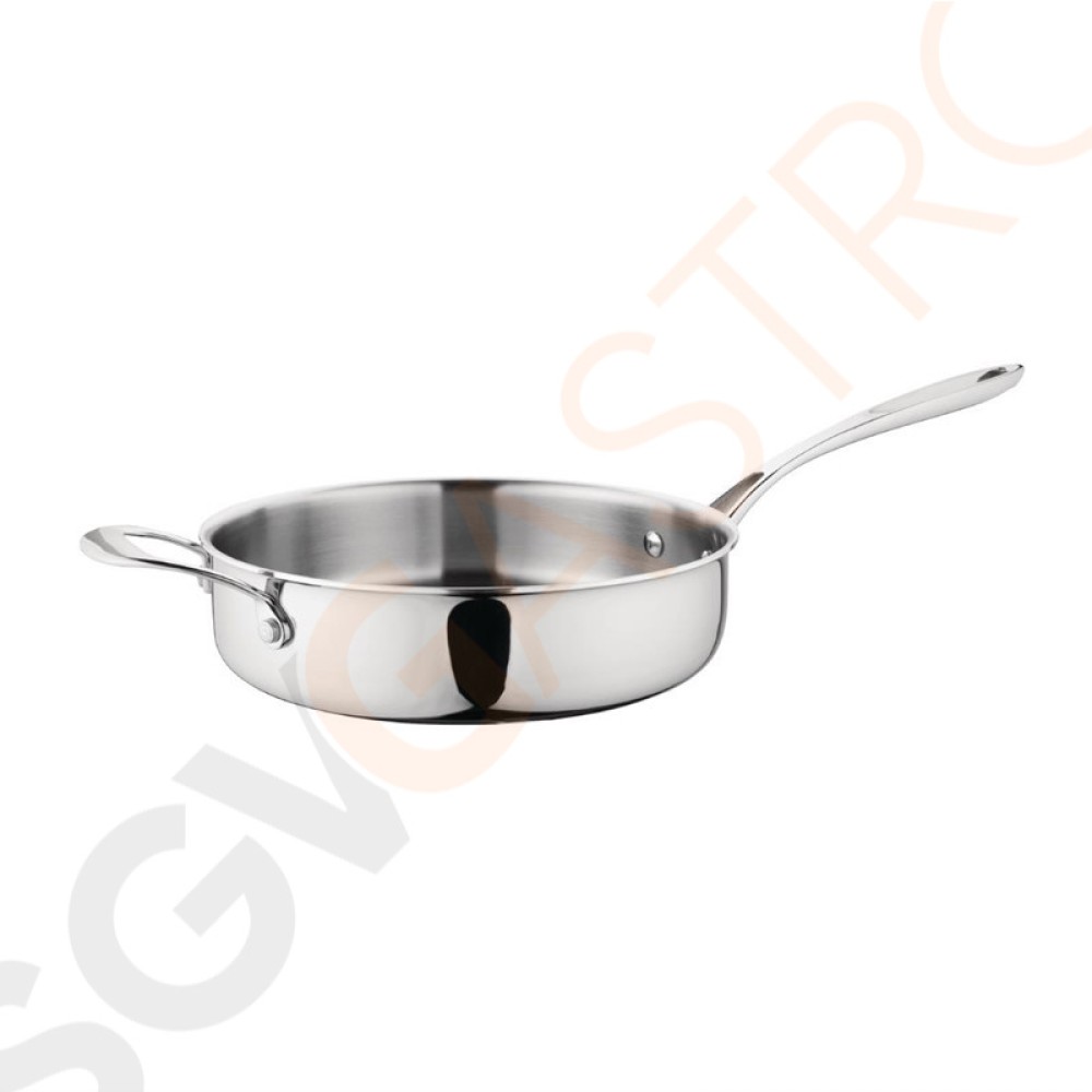 Vogue Tri Wall Sauteuse 24cm Größe: 24(Ø)cm | Material: Edelstahl und Aluminium | Induktionsgeeignet