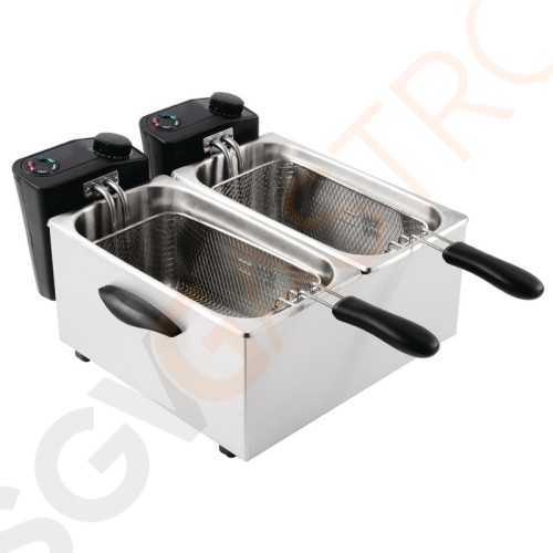 Caterlite Doppelfritteuse 2 x 3,5L Für leichte Nutzung | 2 x 2kW/230V | Kapazität: 2 x 3,5L