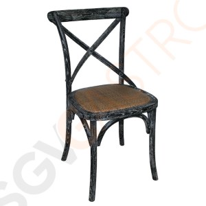 Bolero Esszimmerstühle Birkenholz gewaschenes Schwarz 2 Stück | Sitzhöhe: 47cm | 88 x 46 x 54cm | Birkenholz und Rattan | gewaschenes Schwarz