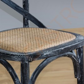 Bolero Esszimmerstühle Birkenholz gewaschenes Schwarz 2 Stück | Sitzhöhe: 47cm | 88 x 46 x 54cm | Birkenholz und Rattan | gewaschenes Schwarz