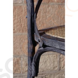 Bolero Esszimmerstühle Birkenholz gewaschenes Schwarz 2 Stück | Sitzhöhe: 47cm | 88 x 46 x 54cm | Birkenholz und Rattan | gewaschenes Schwarz