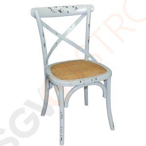 Bolero Esszimmerstühle Birkenholz antik blau 2 Stück | Sitzhöhe: 47cm | 88 x 46 x 54cm | Birkenholz und Rattan | antik blau