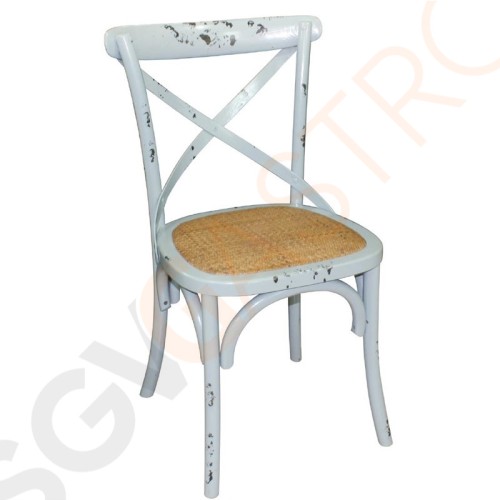 Bolero Esszimmerstühle Birkenholz antik blau 2 Stück | Sitzhöhe: 47cm | 88 x 46 x 54cm | Birkenholz und Rattan | antik blau Bolero Esszimmerstühle Birkenholz antik blau 2 Stück | Sitzhöhe: 47cm | 88 x 46 x 54cm | Birkenholz und Rattan | antik blau