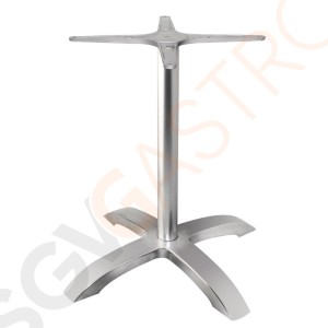 Bolero Tischfuß mit Fußkreuz gebürstetes Aluminium 68cm hoch 68(H)cm | Aluminium