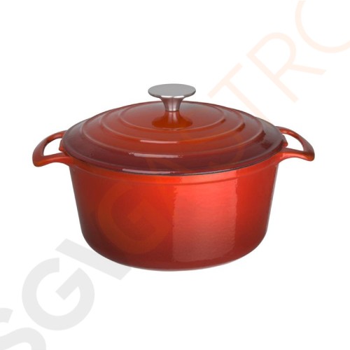 Vogue runder Schmortopf rot groß Kapazität: 4 Liter. Größe: 125(H) x 235(Ø)mm. Farbe: Rot.