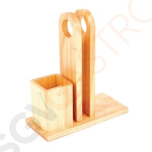 Olympia Menühalter Heveaholz mit Besteckbehälter 26,5 x 23 x 10cm | Heveaholz