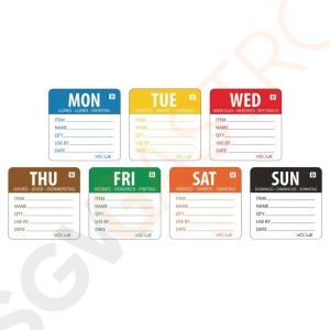 Vogue auflösbare Wochentagetiketten 5cm 1750 Stück | Größe: 5 x 5cm