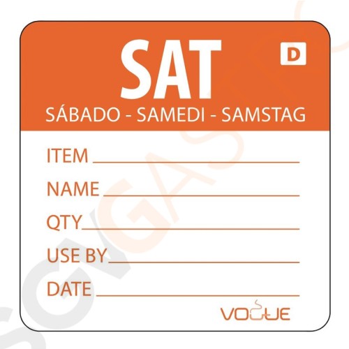 Vogue auflösbare Etiketten Samstag orange Samstag. Menge: 250 Stück je Rolle. Größe: ca. 5cm. Vogue auflösbare Etiketten Samstag orange Samstag. Menge: 250 Stück je Rolle. Größe: ca. 5cm.