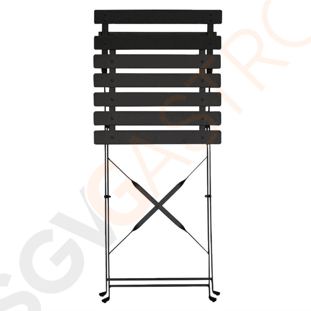 Bolero klappbare Terrassenstühle Stahl schwarz 2 Stück | Sitzhöhe: 44cm