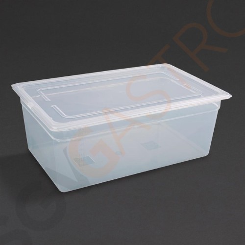 Vogue Polypropylen GN-Behälter GN1/1 200mm 200mm tief. Mit Deckel. Kapazitat: 25,6Liter Vogue Polypropylen GN-Behälter GN1/1 200mm 200mm tief. Mit Deckel. Kapazitat: 25,6Liter