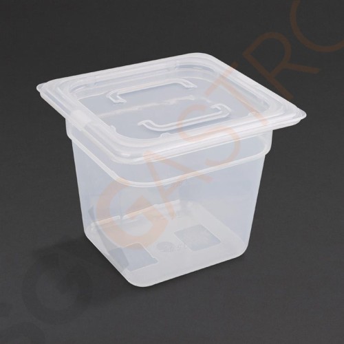 Vogue Polypropylen GN-Behälter GN1/6 150mm 150mm tief. Mit Deckel. Kapazitat: 2,2Liter