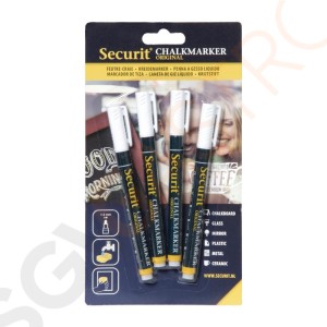 Securit Kreidestifte 2mm weiß 4 Stück | runde Spitze | 2mm dick | weiß
