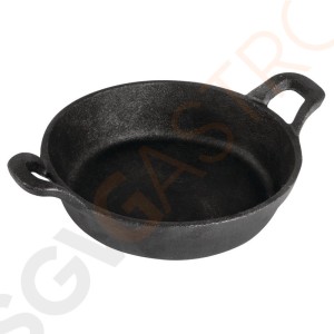 Olympia gusseiserne runde Servierpfanne mit Griffen 18cm Geeignet für Brett GJ555 | 18(Ø)cm | Gusseisen