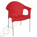 Bolero Bistrosessel mit Armlehne und Ablaufloch Kunststoff rot 4 Stück | Sitzhöhe: 45cm | 76 x 59 x 55cm | Polypropylen und Aluminium | rot