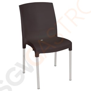 Bolero Bistrostühle mit Ablaufloch Kunststoff schwarz 4 Stück | Sitzhöhe: 45cm | 76 x 59 x 55cm | Polypropylen und Aluminium | schwarz