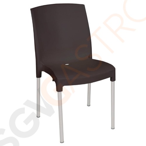 Bolero Bistrostühle mit Ablaufloch Kunststoff schwarz 4 Stück | Sitzhöhe: 45cm | 76 x 59 x 55cm | Polypropylen und Aluminium | schwarz