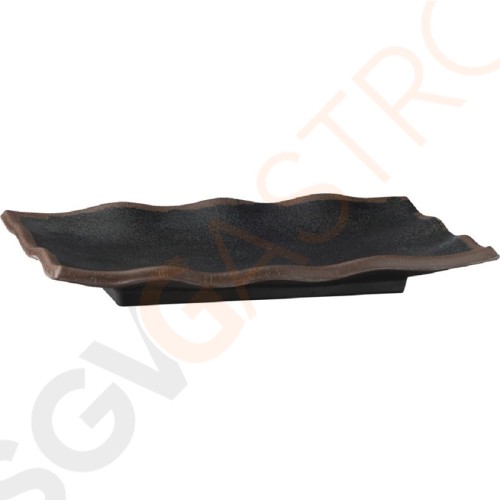 APS Marone gewelltes rechteckiges Tablett schwarz 22,5 x 15cm 22,5 x 15cm | Melamin | schwarze Steingutoptik