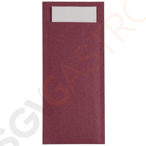 Europochette Papier-Bestecktaschen bordeauxrot mit weißen Servietten Bordeauxrot | 600 Stück
