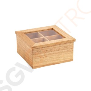 Olympia Teedose 4 Fächer | 9 x 20 x 16cm | Heveaholz