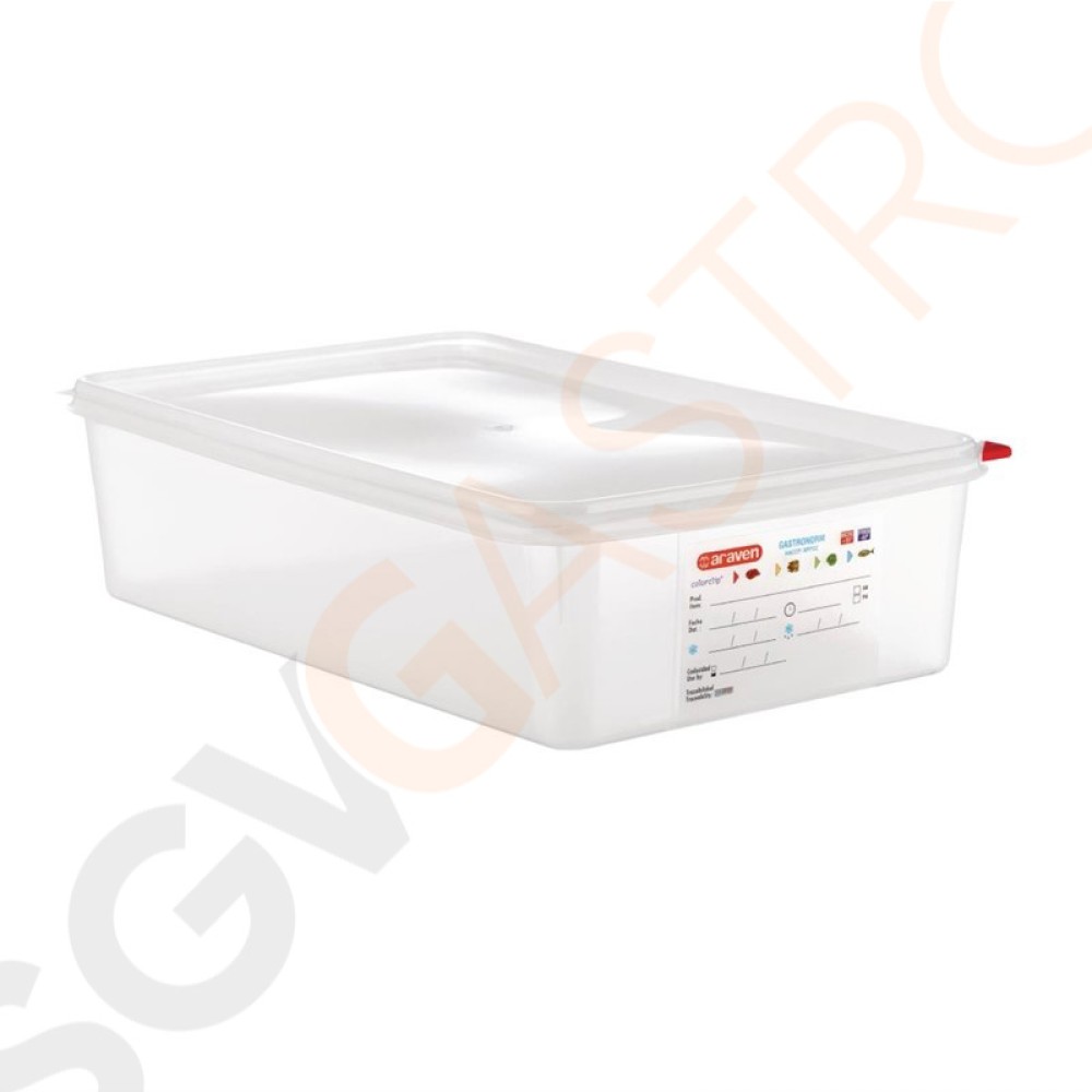 Araven GN1/1 Lebensmittelbehälter mit Deckel 13,7L Polypropylen 13,7L mit Deckel 4er Pack