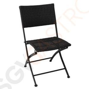 Bolero klappbare Rattanstühle mit Stahlrahmen schwarz 2 Stück | Sitzhöhe: 46cm | 85 x 58 x 47cm | Stahl und PE-Rattan | weiß