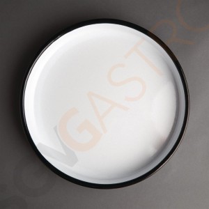 Olympia rundes Serviertablett weiß-blau 32cm 4,5 x 32(Ø)cm | Edelstahl und Glasemail | weiß-blau