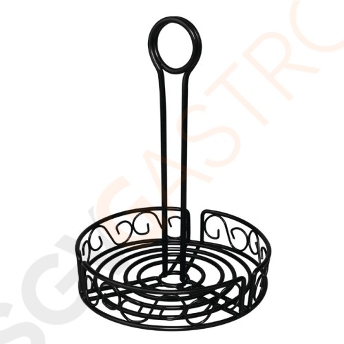 Olympia runder Gewürzhalter mit Menüclip schwarz 23,5 x 19,5(Ø)cm | Stahl | schwarz