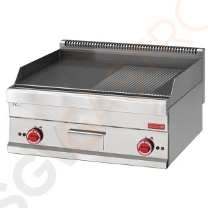 Gastro M elektrische Grillplatte 65/70FTRE 9kW/400V | 70 x 65cm | halb gerillt, halb glatt | 650-Serie