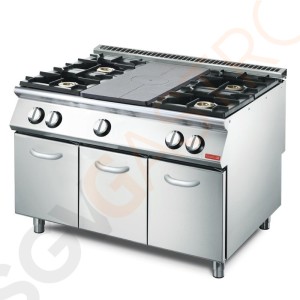 Gastro M Gasherd mit Glühplatte GM70/120TPPCG2 Mit Unterschrank | 23,9kW | 4 Brenner | 1 Glühplatte | Propangas | 700-Serie Gastro M Gasherd mit Glühplatte GM70/120TPPCG2 Mit Unterschrank | 23,9kW | 4 Brenner | 1 Glühplatte | Propangas | 700-Serie