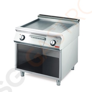 Gastro M elektrische Grillplatte GM70/80FTRES 10,8kW/400V | 80 x 70cm | halb gerillt, halb glatt | 700-Serie