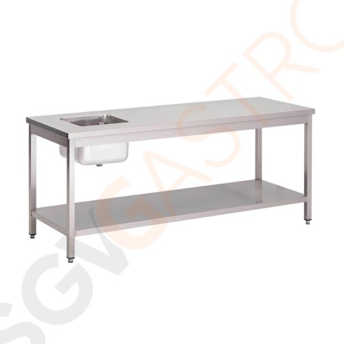 Gastro M Arbeitstisch mit Spülbecken und Regalboden 160cm lang Mit Spülbecken und Regalboden | Edelstahl | 85 x 160 x 70cm Gastro M Arbeitstisch mit Spülbecken und Regalboden 160cm lang Mit Spülbecken und Regalboden | Edelstahl | 85 x 160 x 70cm