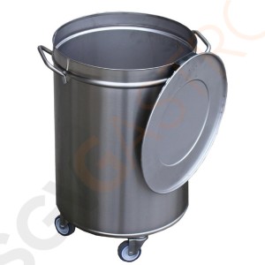 Gastro M Abfalleimer mit Rollen und Deckel 100L Kapazität: 100L | Edelstahl Gastro M Abfalleimer mit Rollen und Deckel 100L Kapazität: 100L | Edelstahl
