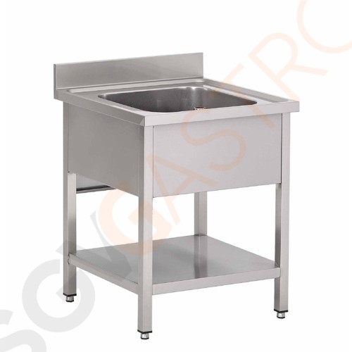 Gastro M Spültisch 70cm lang Mit Aufkantung und Regalboden | Edelstahl | 85 x 70 x 70cm | Becken 50 x 50 x 30cm