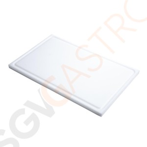 Gastro M Schneidebrett mit Saftrille GN1/2 weiß 15mm Dick. Farbe: Weiß.