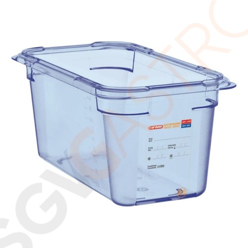 Araven GN1/4 ABS Lebensmittelbehälter blau 150mm Größe: 150(H) x 163(B) x 265(L)mm Araven GN1/4 ABS Lebensmittelbehälter blau 150mm Größe: 150(H) x 163(B) x 265(L)mm