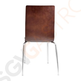 Bolero Esszimmerstühle Buchenfurnier dunkelbraun 4 Stück | Sitzhöhe: 46cm | 85,5 x 50,5 x 52cm | Buchenfurnier und verchromter Stahl | dunkelbraun