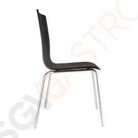 Bolero Esszimmerstühle Buchenfurnier schwarz 4 Stück | Sitzhöhe: 46cm | 85,5 x 50,5 x 52cm | Buchenfurnier und verchromter Stahl | schwarz