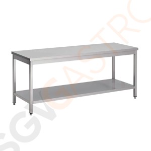 Gastro M Arbeitstisch mit Regalboden 70x60x85cm Material: Edelstahl. Inklusive Regalboden. Größe: 70(L) x 60(T) x 85(H)cm.