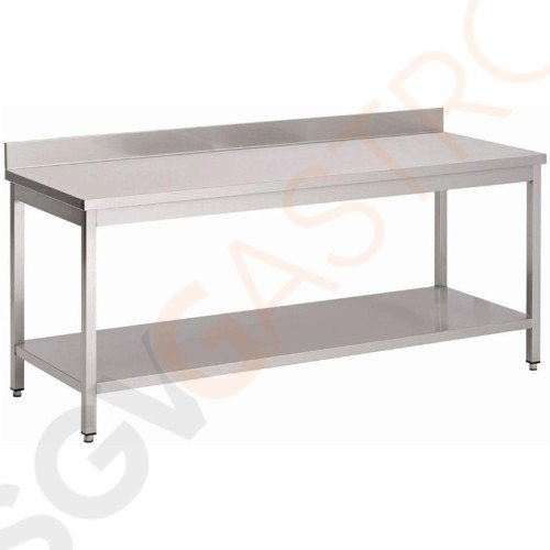 Gastro M Arbeitstisch mit Aufkantung und Regalboden 140x60x85cm Material: Edelstahl. Inklusive Regalboden und Aufkantung. Größe: 140(B) x 60(T) x 85(H)cm. Gastro M Arbeitstisch mit Aufkantung und Regalboden 140x60x85cm Material: Edelstahl. Inklusive Regalboden und Aufkantung. Größe: 140(B) x 60(T) x 85(H)cm.