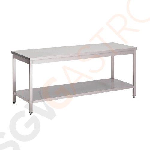 Gastro M Arbeitstisch aus Edelstahl mit Regalboden 70cm Material: Edelstahl. Maße: 70(L) x 70(B) x 85(H)cm Gastro M Arbeitstisch aus Edelstahl mit Regalboden 70cm Material: Edelstahl. Maße: 70(L) x 70(B) x 85(H)cm