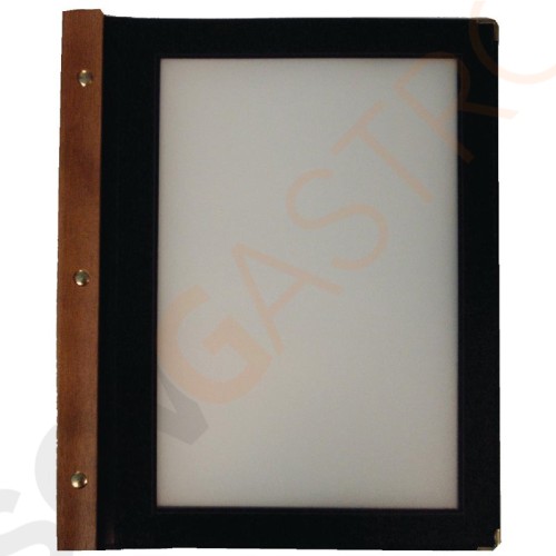 Securit Menümappe mit Holzrücken schwarz A4 Zusatzhüllen H747 separat erhältlich | A4 | schwarz