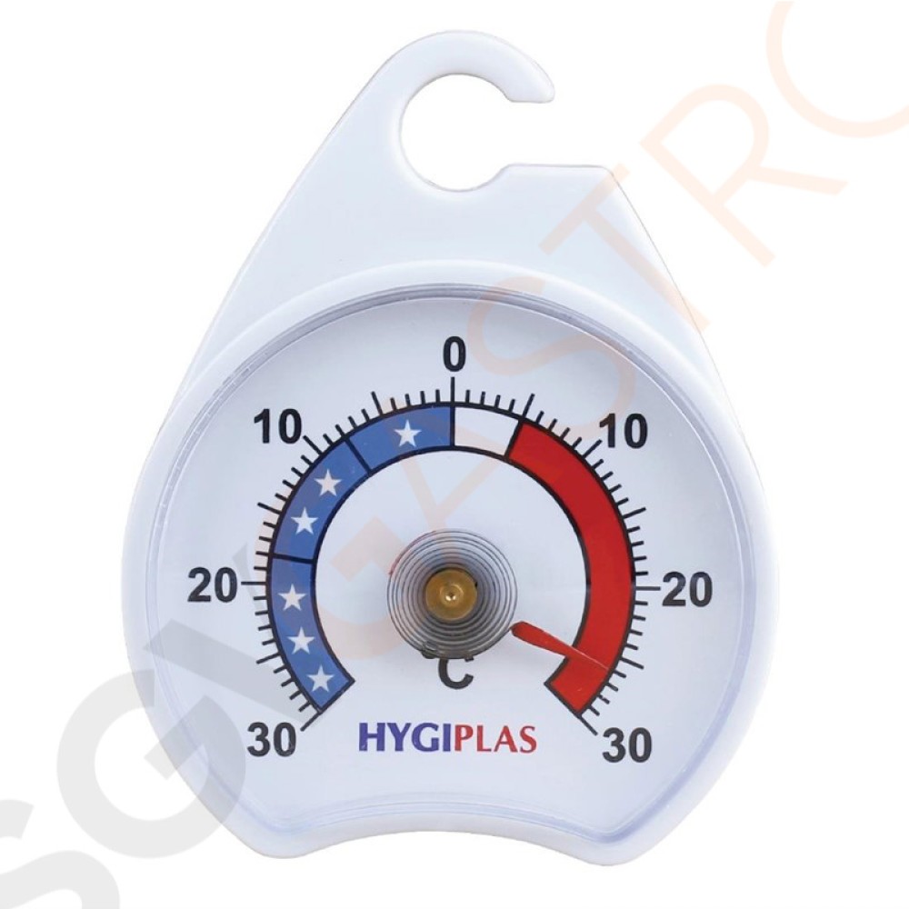 Hygiplas Kühlschrankthermometer Temperaturbereich:  -30°C bis +30°C.