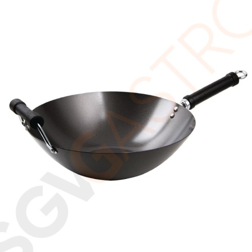 Antihaftbeschichteter Wok mit flachem Boden 35,5cm Material: Kohlenstoffstahl | Größe: 35,6(Ø)cm | Induktionsgeeignet
