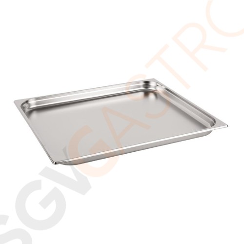 Vogue GN-Behälter Edelstahl 40mm GN2/1 GN2/1. Tiefe: 40mm. Kapazität: 12 Liter. Vogue GN-Behälter Edelstahl 40mm GN2/1 GN2/1. Tiefe: 40mm. Kapazität: 12 Liter.