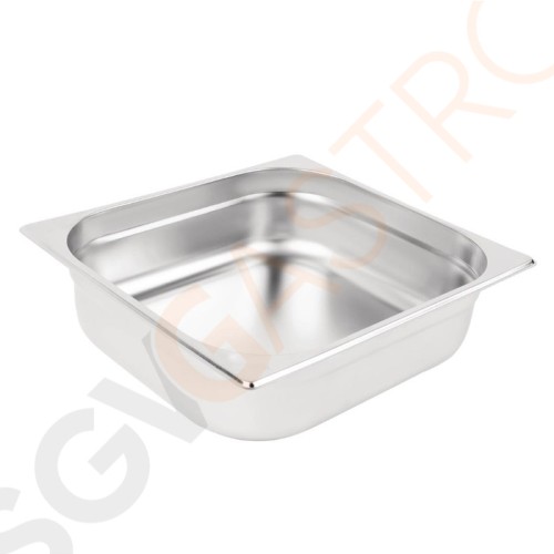 Vogue GN-Behälter Edelstahl 10cm GN2/3 GN2/3. Tiefe: 10cm. Kapazität: 8,7L.