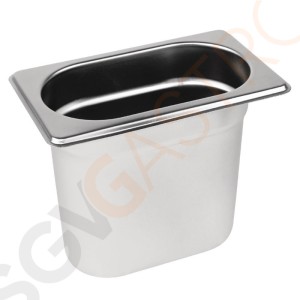 Vogue GN-Behälter Edelstahl 15cm GN1/9 GN1/9. Tiefe: 15cm. Kapazität: 1L.