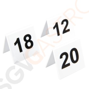 Olympia Tischnummernschilder Kunststoff 11 - 20 Nummer 11 - 20 | Kunststoff | Schwarz auf Weiß