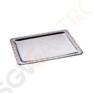 APS Schöner Essen rechteckiges Tablett 42 x 31cm 42 x 31cm | Edelstahl | mit Dekorrand